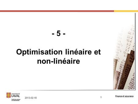 - 5 - Optimisation linéaire et non-linéaire