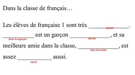 Dans la classe de français…