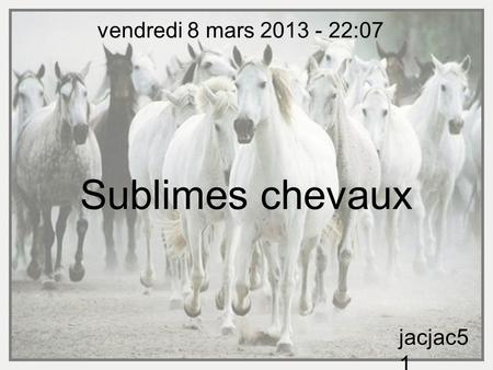 Sublimes chevaux jacjac5 1 vendredi 8 mars 2013 - 22:07.