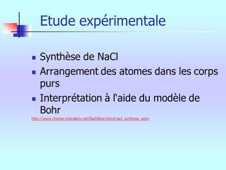 Etude expérimentale Synthèse de NaCl