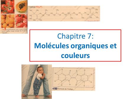 Chapitre 7: Molécules organiques et couleurs