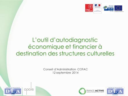 L’outil d’autodiagnostic économique et financier à destination des structures culturelles Conseil d’Administration COFAC 12 septembre 2014.