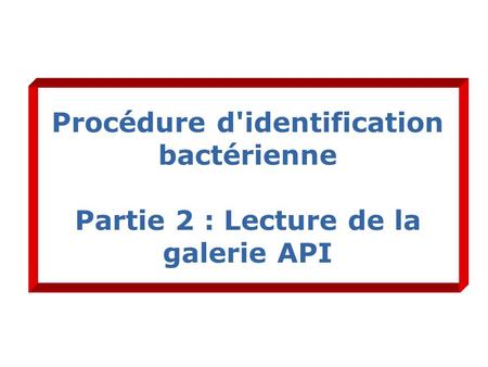 Procédure d'identification bactérienne