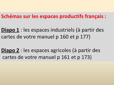 Schémas sur les espaces productifs français :