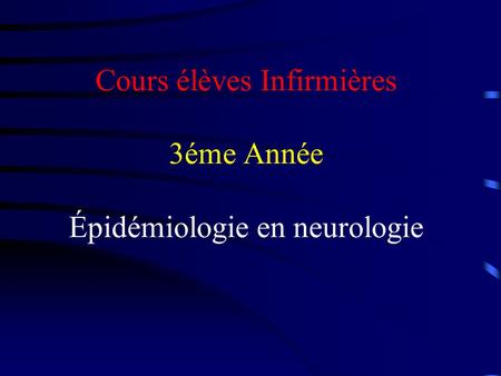Epidemiologie en neurologie