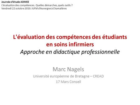 Marc Nagels Université européenne de Bretagne – CREAD 17 Mars Conseil