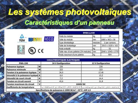 Les systèmes photovoltaïques