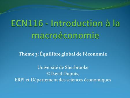 ECN116 - Introduction à la macroéconomie