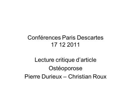 Conférences Paris Descartes