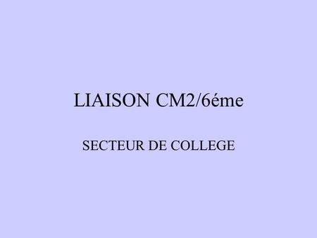 LIAISON CM2/6éme SECTEUR DE COLLEGE. Les aides proposées suite aux évaluations nationales.