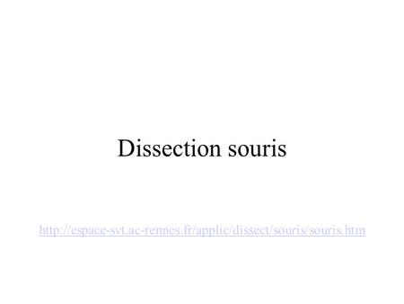 Dissection souris http://espace-svt.ac-rennes.fr/applic/dissect/souris/souris.htm.