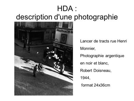 HDA : description d'une photographie