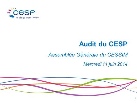 1 Audit du CESP Assemblée Générale du CESSIM Mercredi 11 juin 2014.