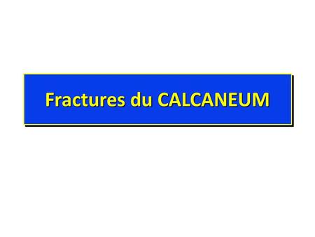 Fractures du CALCANEUM