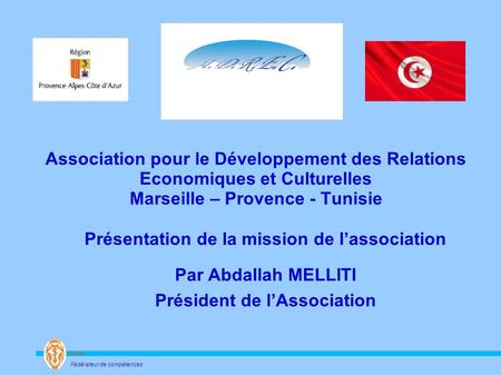 Some Fédérateur de compétences Association pour le Développement des Relations Economiques et Culturelles Marseille – Provence - Tunisie Présentation de.