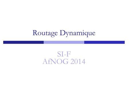 Routage Dynamique SI-F AfNOG 2014 1.