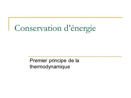 Conservation d’énergie