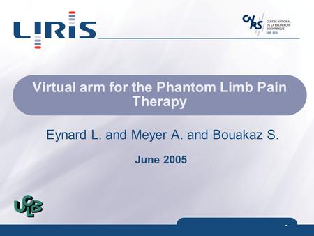 UMR 5205 - Virtual arm for the Phantom Limb Pain Therapy Eynard L. and Meyer A. and Bouakaz S. June 2005.