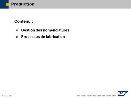 Production Contenu : Gestion des nomenclatures