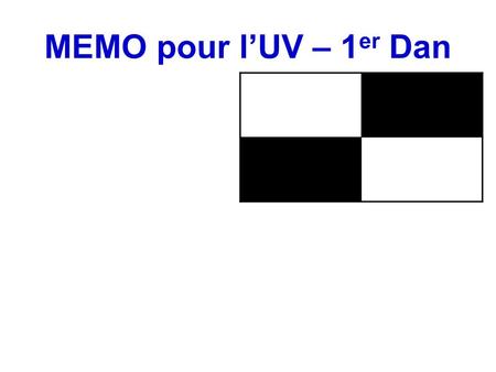 MEMO pour l’UV – 1 er Dan. Affichage de l’ordinateur ou du tableau électronique sur la ligne du vainqueur : -IPPON 100 -WAZARI 010 -YUKO 001 -SHIDO 000.1.