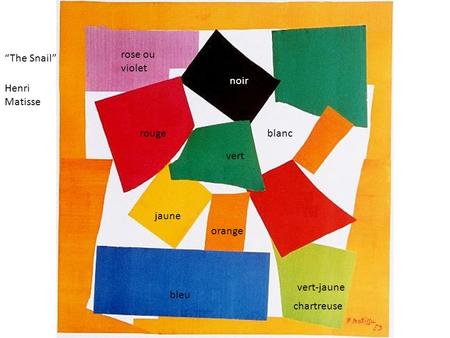 rose ou violet “The Snail” noir Henri Matisse rouge blanc vert jaune