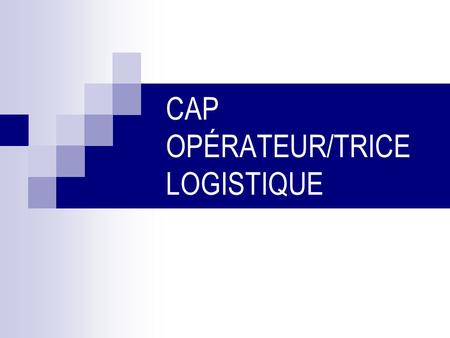 CAP OPéRATEUR/TRICE LOGISTIQUE