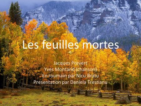 Les feuilles mortes Jacques Prevert Yves Montand (chanson)