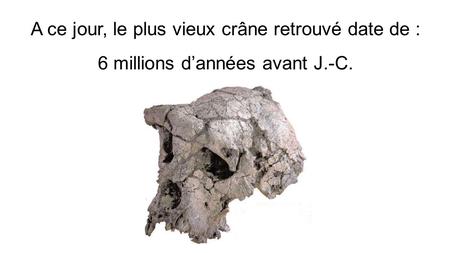 A ce jour, le plus vieux crâne retrouvé date de :