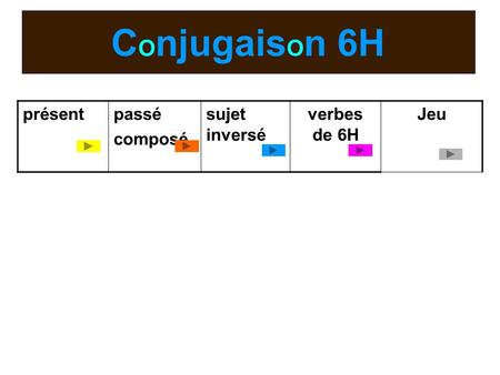 COnjugaisOn 6H présent passé composé sujet inversé verbes de 6H Jeu.
