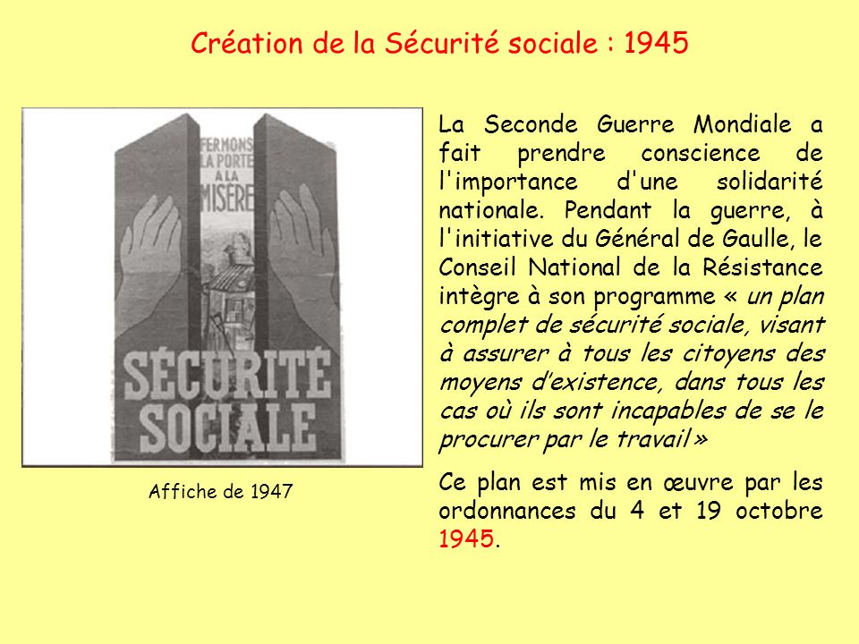 RÃ©sultats de recherche d'images pour Â«Â la sÃ©curitÃ© sociale 1945Â Â»