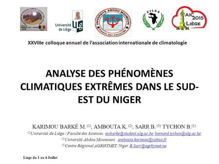 Analyse des phÉnomÈnes climatiques extrÊmes dans le Sud-est du Niger