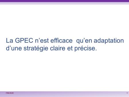 La GPEC n’est efficace qu’en adaptation d’une stratégie claire et précise. FNCAUE.