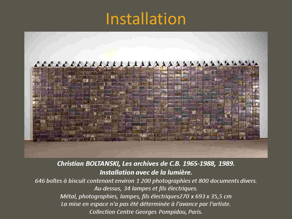 Résultat de recherche d'images pour "Christian Boltanski : Les archives de C.B. 1965-1988 en 1989"