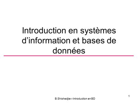 Introduction en systèmes d’information et bases de données