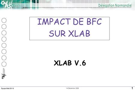 Équipe Xlab DR 19 1 14 Décembre 2006 XLAB V.6 IMPACT DE BFC SUR XLAB.