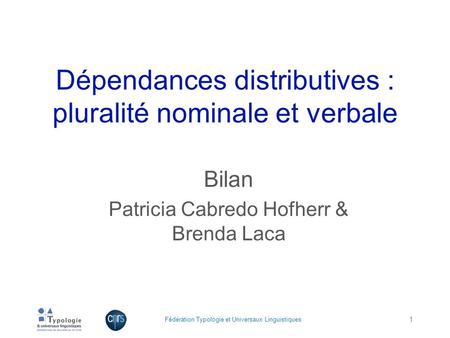 Dépendances distributives : pluralité nominale et verbale