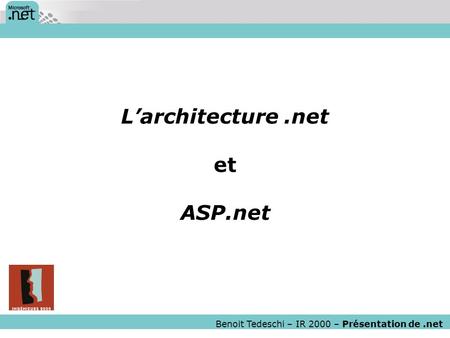 L’architecture .net et ASP.net