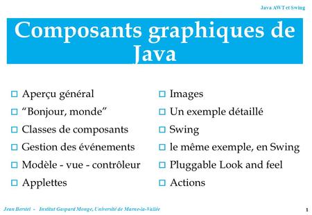 Composants graphiques de Java