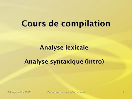 Analyse syntaxique (intro)