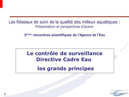 Le contrôle de surveillance Directive Cadre Eau les grands principes