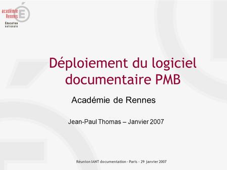 Déploiement du logiciel documentaire PMB