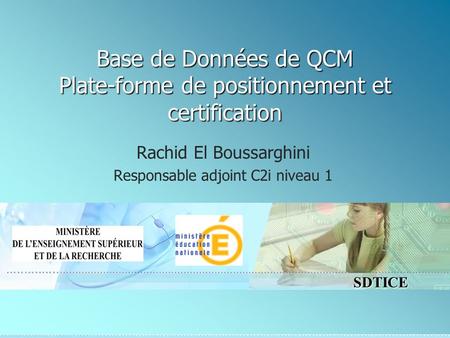 Base de Données de QCM Plate-forme de positionnement et certification