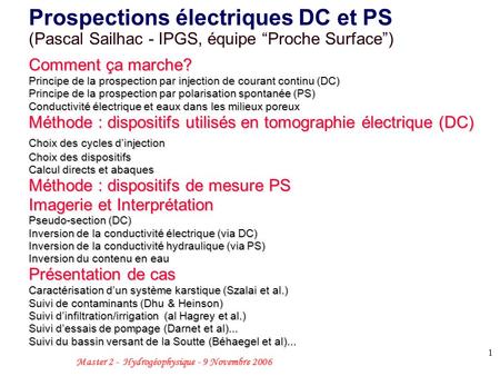 Prospections électriques DC et PS