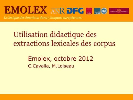 Utilisation didactique des extractions lexicales des corpus