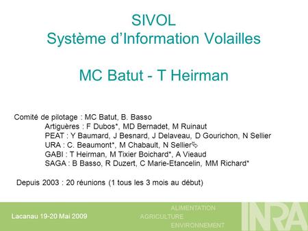 SIVOL Système d’Information Volailles MC Batut - T Heirman