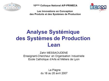 Analyse Systémique des Systèmes de Production Lean