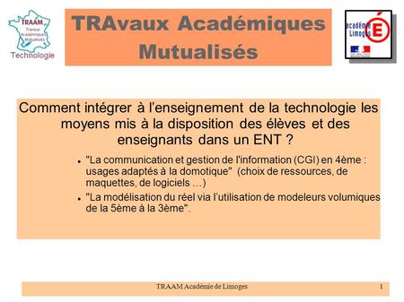 TRAvaux Académiques Mutualisés