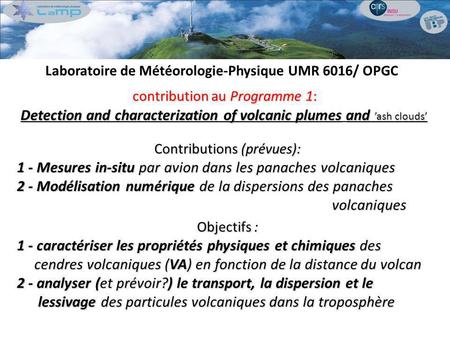 Detection and characterization of volcanic plumes and ’ash clouds’