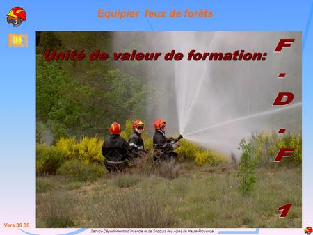 Service Départemental dIncendie et de Secours des Alpes de Haute Provence Unité de valeur de formation: Equipier feux de forêts Vers.06 05.