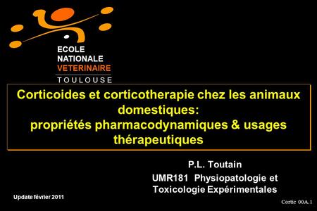 P.L. Toutain UMR181 Physiopatologie et Toxicologie Expérimentales
